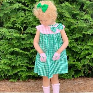 Gingham Embroidered Strawberry Bubble Shorts Set